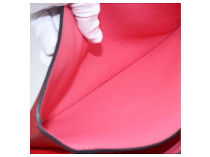Hermès HERMES Opry 24 Borsa a Spalla in Pelle Rossa Argento Auth 154087SM Rosso - vista 21