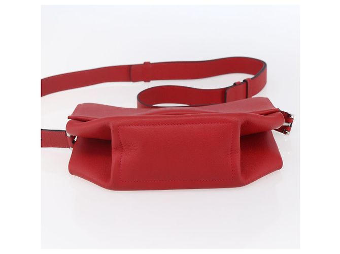 Hermès HERMES Opry 24 Borsa a Spalla in Pelle Rossa Argento Auth 154087SM Rosso - vista 5
