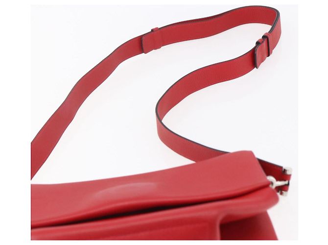 Hermès HERMES Opry 24 Borsa a Spalla in Pelle Rossa Argento Auth 154087SM Rosso - vista 8