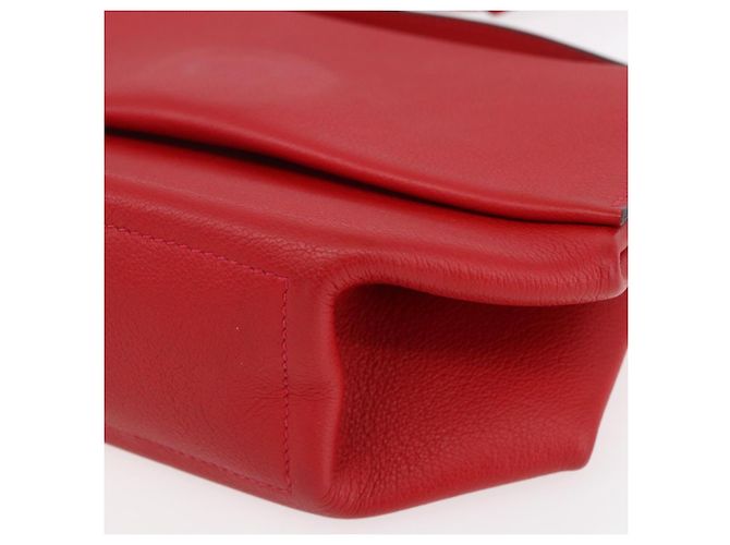 Hermès HERMES Opry 24 Borsa a Spalla in Pelle Rossa Argento Auth 154087SM Rosso - vista 9