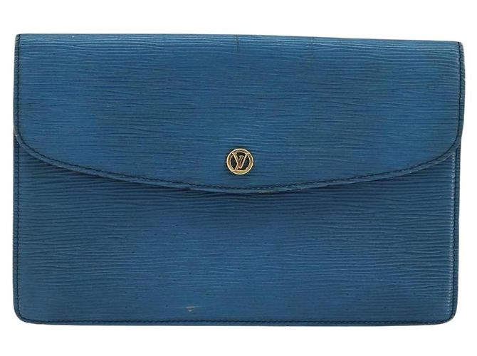 LOUIS VUITTON Clutch Montaigne 27 Epi Blu M52655 LV Auth 154577 - vista 13