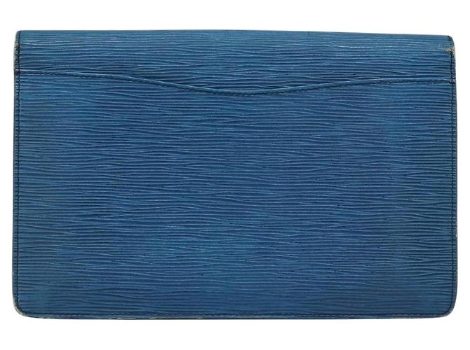 LOUIS VUITTON Clutch Montaigne 27 Epi Blu M52655 LV Auth 154577 - vista 2
