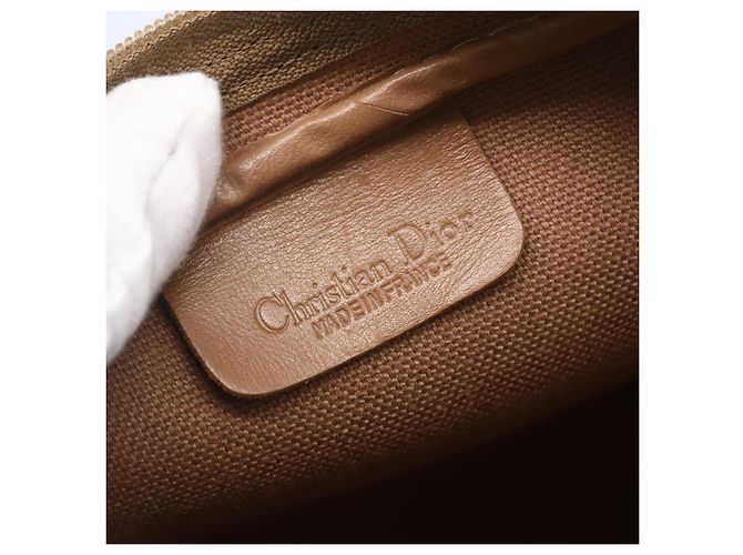 Christian Dior Borsa a spalla in tela a nido d'ape PVC beige oro Auth ki6153 D'oro - vista 11