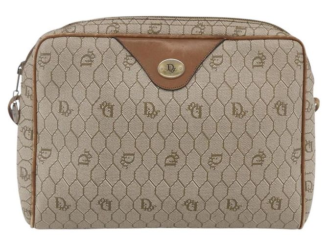 Christian Dior Borsa a spalla in tela a nido d'ape PVC beige oro Auth ki6153 D'oro - vista 13