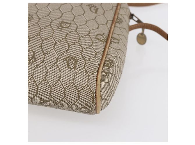 Christian Dior Borsa a spalla in tela a nido d'ape PVC beige oro Auth ki6153 D'oro - vista 15