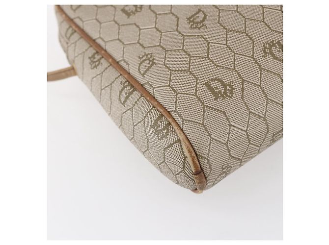 Christian Dior Borsa a spalla in tela a nido d'ape PVC beige oro Auth ki6153 D'oro - vista 16