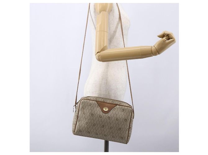 Christian Dior Borsa a spalla in tela a nido d'ape PVC beige oro Auth ki6153 D'oro - vista 20