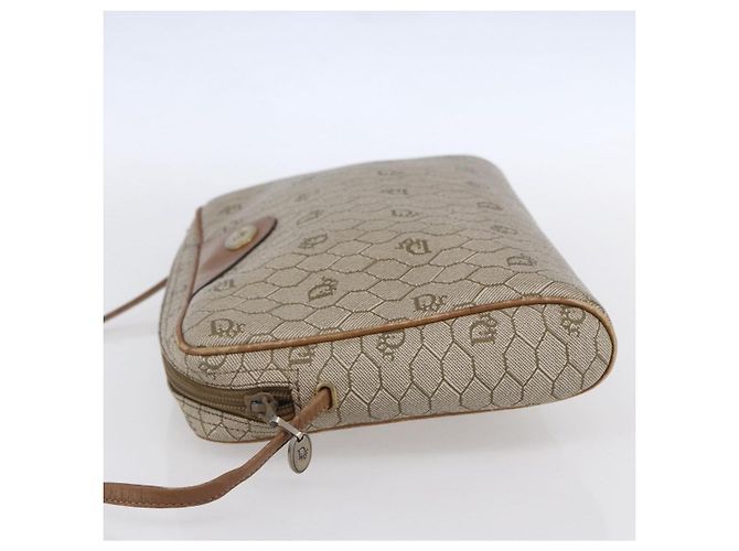 Christian Dior Borsa a spalla in tela a nido d'ape PVC beige oro Auth ki6153 D'oro - vista 3