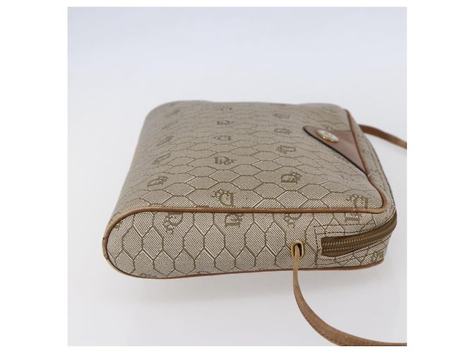 Christian Dior Borsa a spalla in tela a nido d'ape PVC beige oro Auth ki6153 D'oro - vista 4