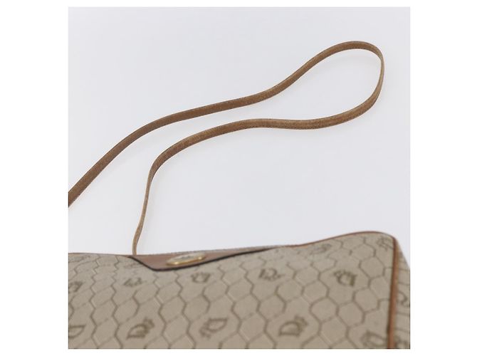 Christian Dior Borsa a spalla in tela a nido d'ape PVC beige oro Auth ki6153 D'oro - vista 8