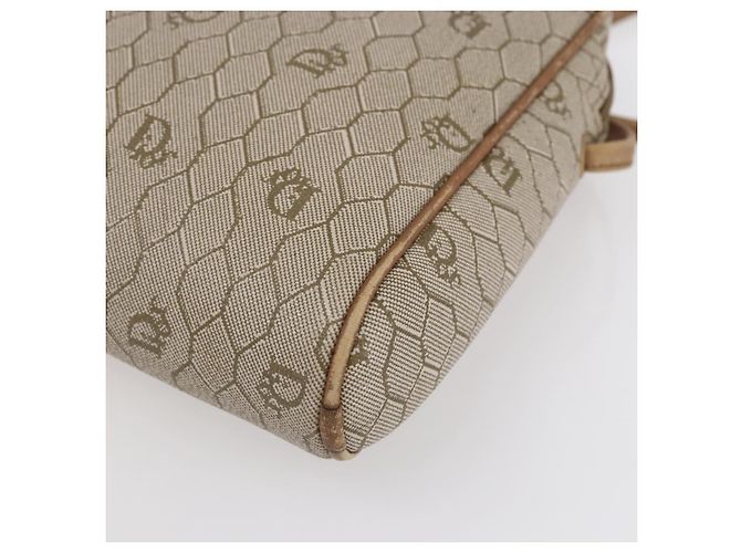 Christian Dior Borsa a spalla in tela a nido d'ape PVC beige oro Auth ki6153 D'oro - vista 9