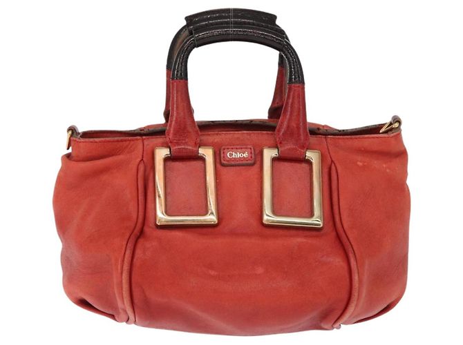 Chloé Borsa a mano in pelle Chloe Etel 2 in 1 Rossa Oro Auth BA8651 Rosso D'oro - vista 13