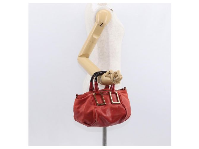 Chloé Borsa a mano in pelle Chloe Etel 2 in 1 Rossa Oro Auth BA8651 Rosso D'oro - vista 23