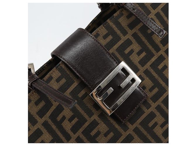 FENDI Zucca Canvas Mamma Baguette Tote Bag Braun Schwarz Auth 157686 - Ansicht 17
