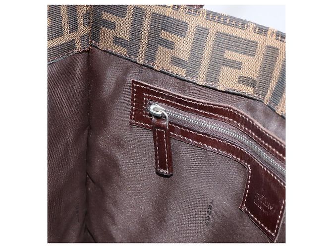 FENDI Zucca Canvas Mamma Baguette Tote Bag Braun Schwarz Auth 157686 - Ansicht 22