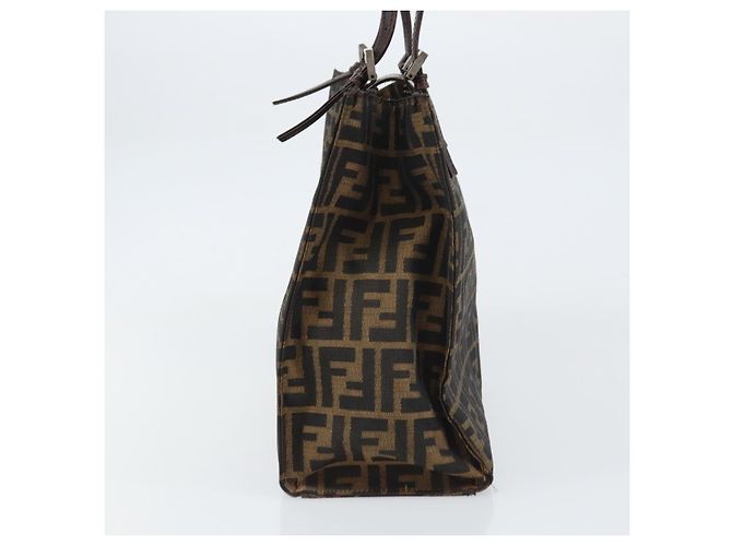 FENDI Zucca Canvas Mamma Baguette Tote Bag Braun Schwarz Auth 157686 - Ansicht 3