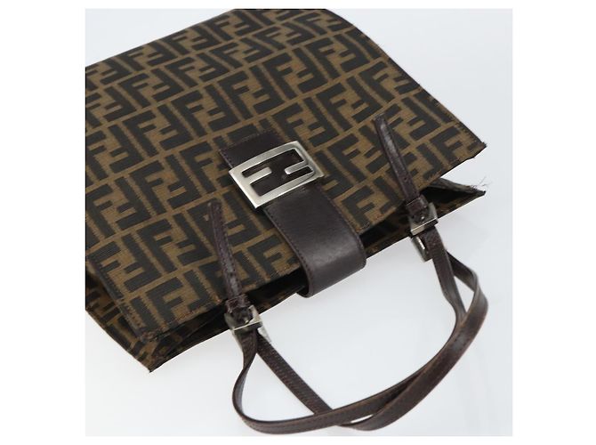 FENDI Zucca Canvas Mamma Baguette Tote Bag Braun Schwarz Auth 157686 - Ansicht 6