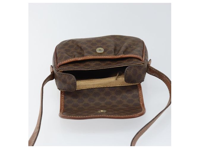 Céline Borsa a Spalla in Tela Macadam CELINE in Pelle PVC Marrone Oro Auth 157688 D'oro - vista 10
