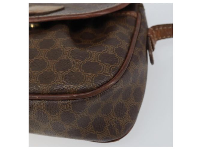 Céline Borsa a Spalla in Tela Macadam CELINE in Pelle PVC Marrone Oro Auth 157688 D'oro - vista 14