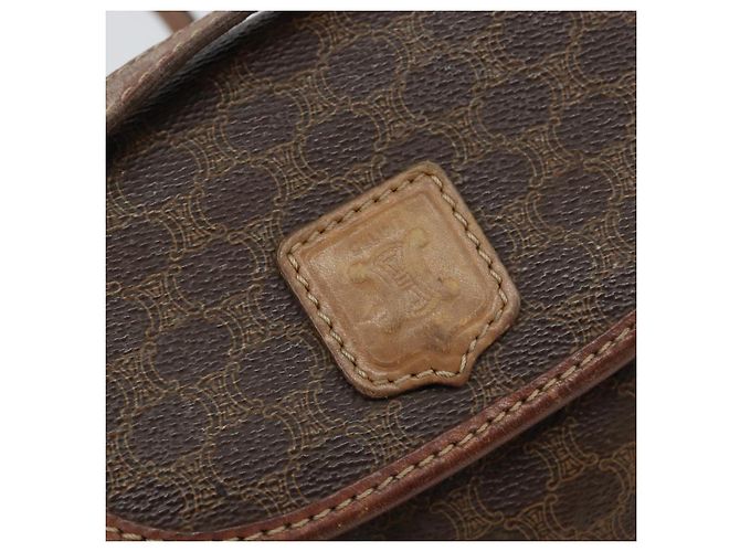 Céline Borsa a Spalla in Tela Macadam CELINE in Pelle PVC Marrone Oro Auth 157688 D'oro - vista 17