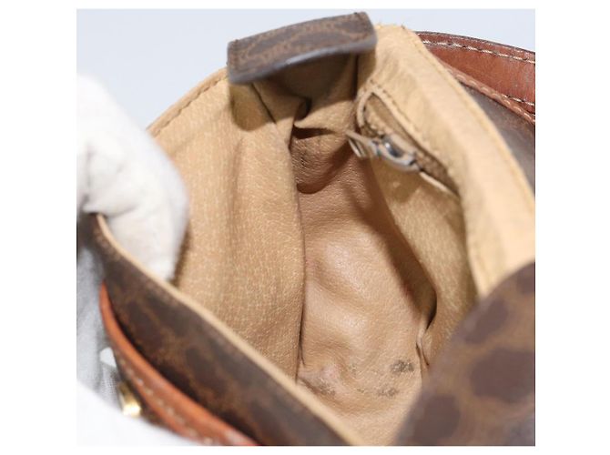 Céline Borsa a Spalla in Tela Macadam CELINE in Pelle PVC Marrone Oro Auth 157688 D'oro - vista 20