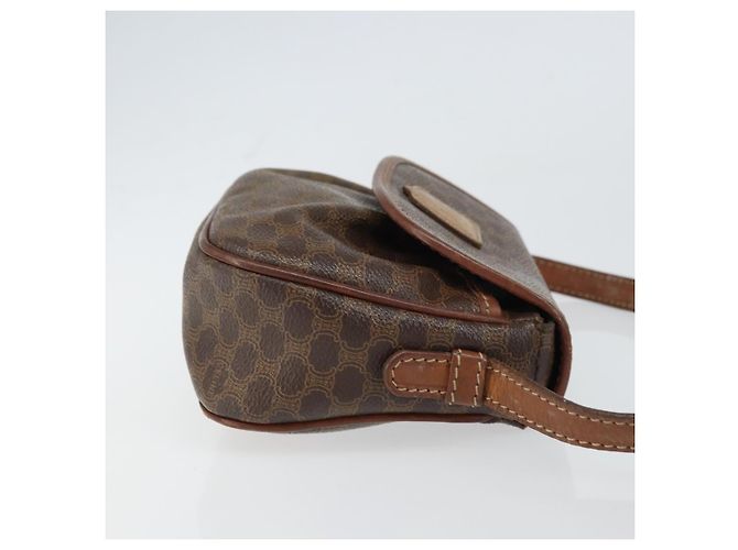Céline Borsa a Spalla in Tela Macadam CELINE in Pelle PVC Marrone Oro Auth 157688 D'oro - vista 3