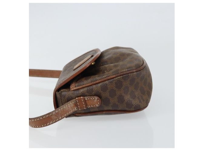 Céline Borsa a Spalla in Tela Macadam CELINE in Pelle PVC Marrone Oro Auth 157688 D'oro - vista 4