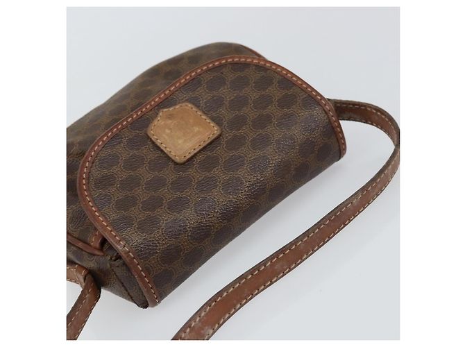 Céline Borsa a Spalla in Tela Macadam CELINE in Pelle PVC Marrone Oro Auth 157688 D'oro - vista 6