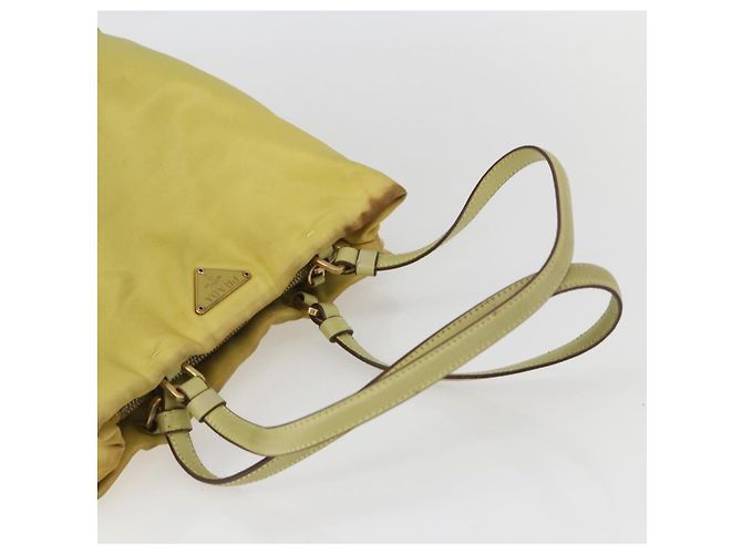 Borsa Tote PRADA in nylon giallo oro Auth 157782 D'oro - vista 6