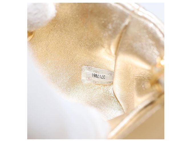 CHANEL Mini Matelassé 13 Schultertasche mit Kette aus Leder Gold CC Auth 156634SAM Golden - Ansicht 10