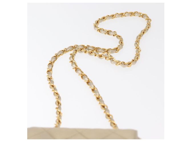 CHANEL Mini Matelassé 13 Schultertasche mit Kette aus Leder Gold CC Auth 156634SAM Golden - Ansicht 14