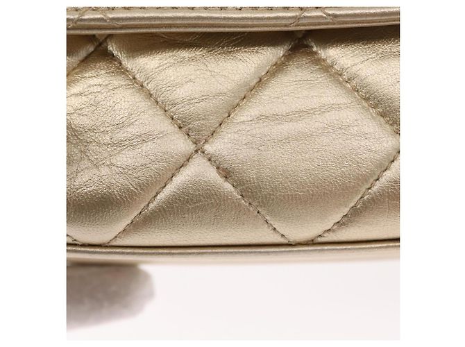 CHANEL Mini Matelassé 13 Schultertasche mit Kette aus Leder Gold CC Auth 156634SAM Golden - Ansicht 6