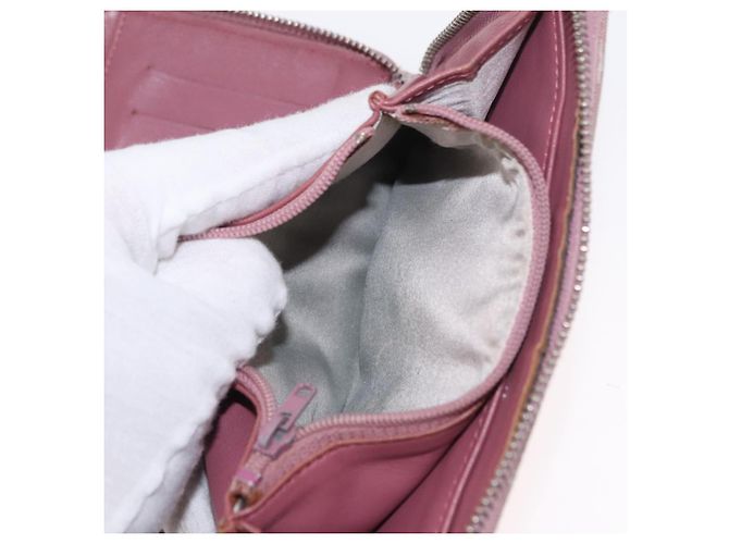 CHANEL Nuova Linea da Viaggio Portafoglio Lungo con Zip Nylon Rosa Argento CC Auth bs31593 - vista 10