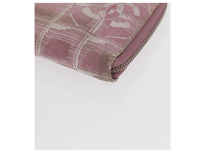 CHANEL Nuova Linea da Viaggio Portafoglio Lungo con Zip Nylon Rosa Argento CC Auth bs31593 - vista 15