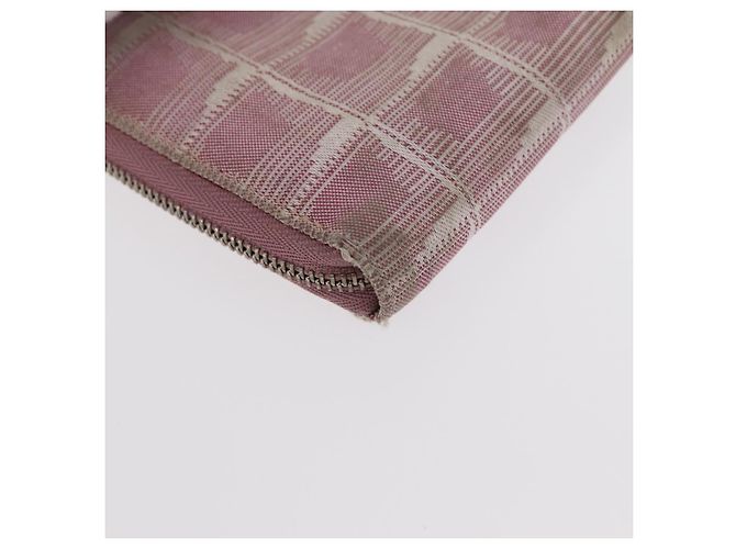 CHANEL Nuova Linea da Viaggio Portafoglio Lungo con Zip Nylon Rosa Argento CC Auth bs31593 - vista 16