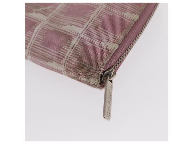 CHANEL Nuova Linea da Viaggio Portafoglio Lungo con Zip Nylon Rosa Argento CC Auth bs31593 - vista 17