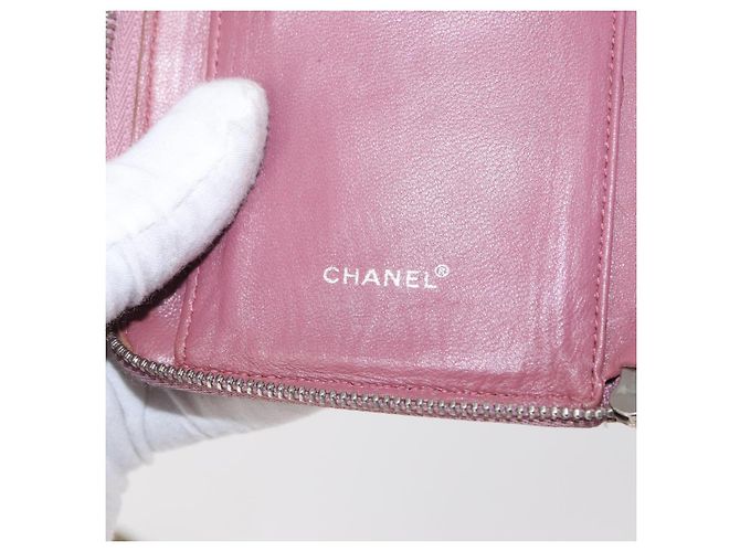 CHANEL Nuova Linea da Viaggio Portafoglio Lungo con Zip Nylon Rosa Argento CC Auth bs31593 - vista 18