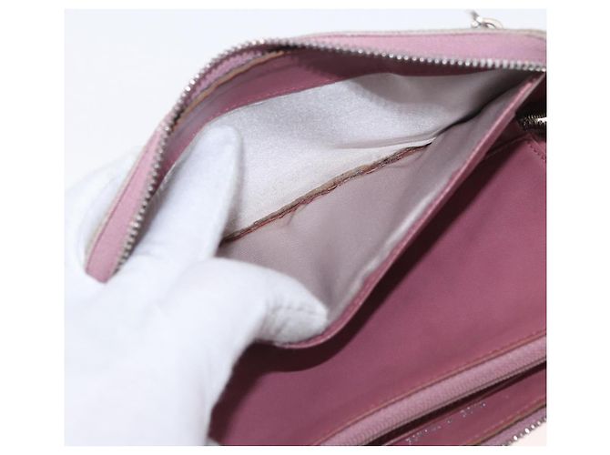 CHANEL Nuova Linea da Viaggio Portafoglio Lungo con Zip Nylon Rosa Argento CC Auth bs31593 - vista 9
