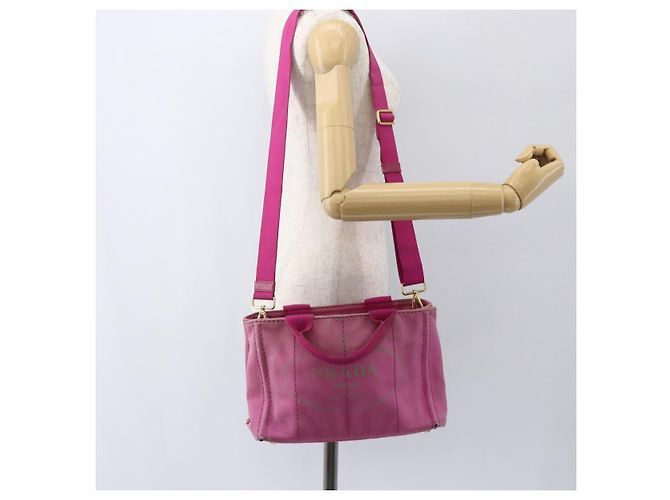 PRADA Canapa PM Borsa a Mano in Tela 2way Rosa Oro Auth ti3547 D'oro - vista 24