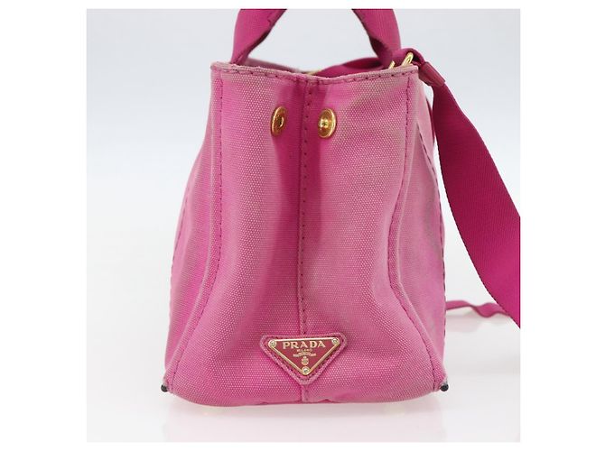 PRADA Canapa PM Borsa a Mano in Tela 2way Rosa Oro Auth ti3547 D'oro - vista 3