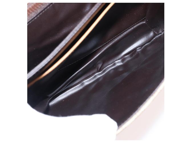 Céline Borsa a Spalla in Tela Macadam CELINE PVC Marrone Oro Auth 156251 D'oro - vista 11