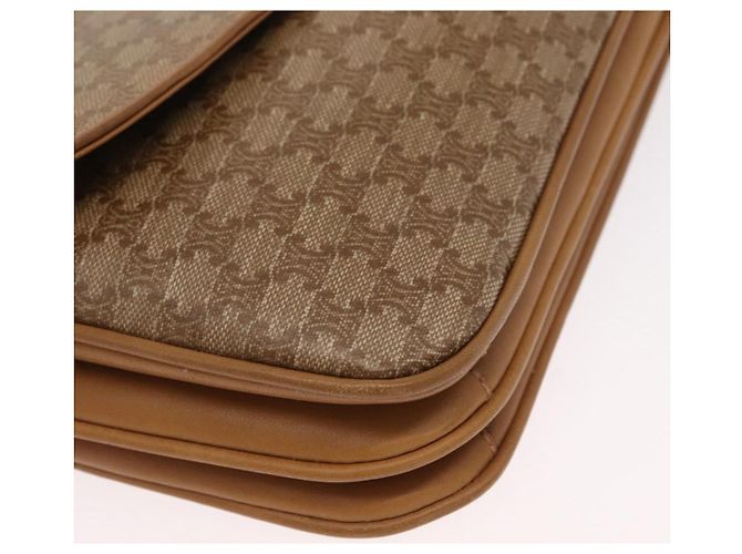 Céline Borsa a Spalla in Tela Macadam CELINE PVC Marrone Oro Auth 156251 D'oro - vista 14