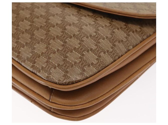 Céline Borsa a Spalla in Tela Macadam CELINE PVC Marrone Oro Auth 156251 D'oro - vista 15