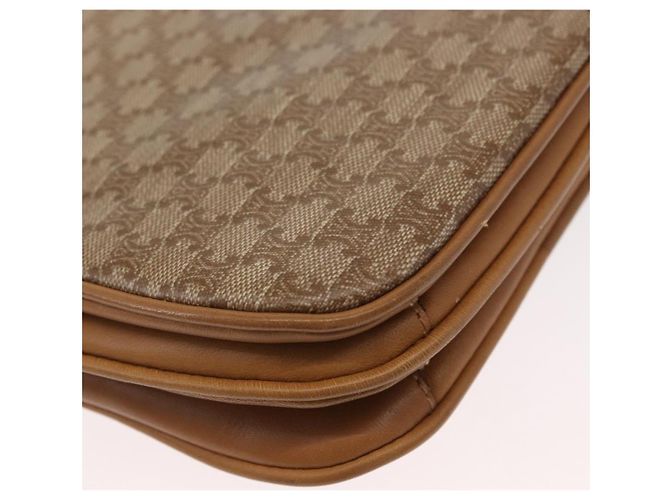 Céline Borsa a Spalla in Tela Macadam CELINE PVC Marrone Oro Auth 156251 D'oro - vista 16