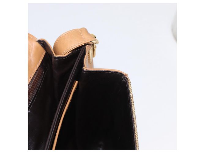Céline Borsa a Spalla in Tela Macadam CELINE PVC Marrone Oro Auth 156251 D'oro - vista 20