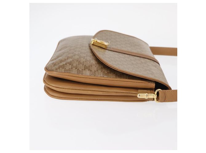 Céline Borsa a Spalla in Tela Macadam CELINE PVC Marrone Oro Auth 156251 D'oro - vista 3