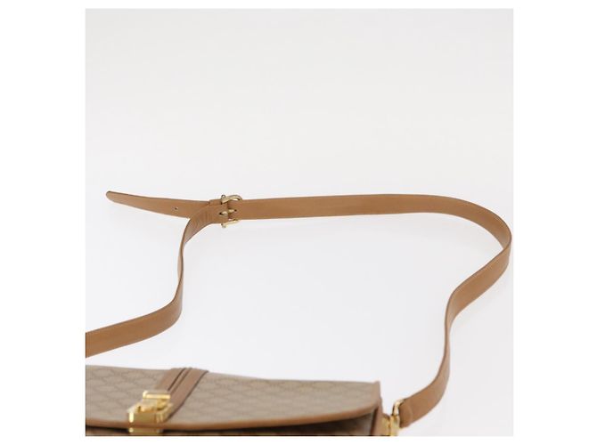 Céline Borsa a Spalla in Tela Macadam CELINE PVC Marrone Oro Auth 156251 D'oro - vista 8