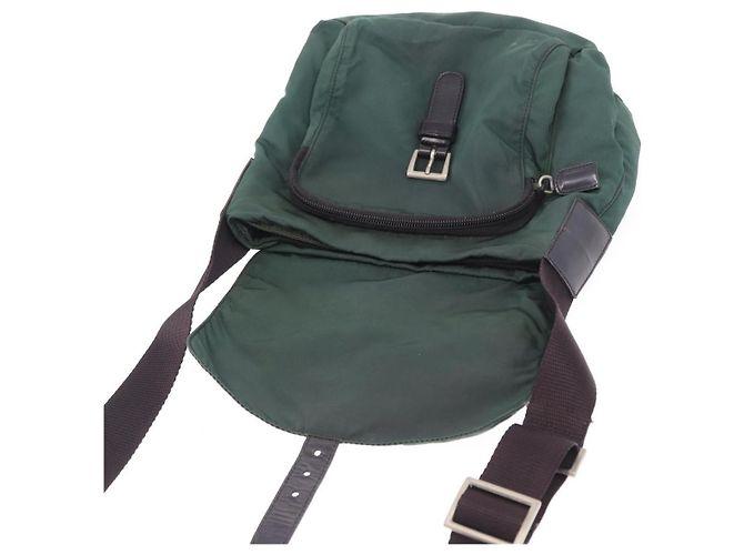 PRADA Borsa a Spalla in Nylon Verde Argento Auth 156244 - vista 10