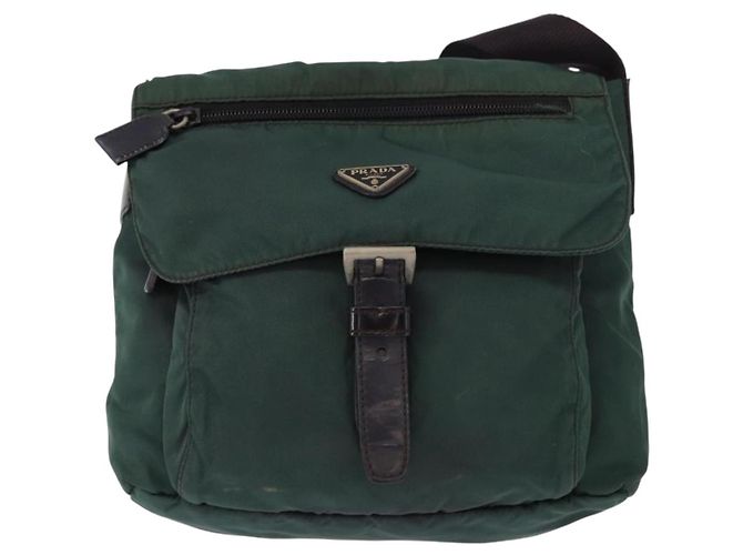 PRADA Borsa a Spalla in Nylon Verde Argento Auth 156244 - vista 13