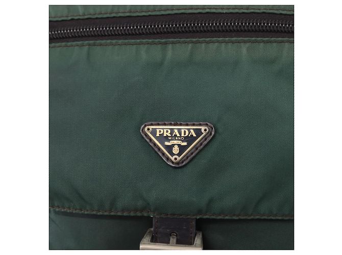 PRADA Borsa a Spalla in Nylon Verde Argento Auth 156244 - vista 18